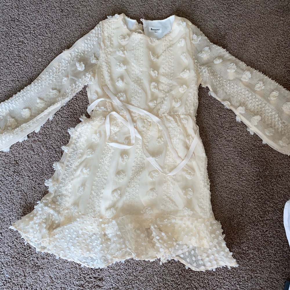 Cream detailed dress